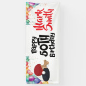 Ping Pong 50ste verjaardag met naam Spandoek (Verticaal)