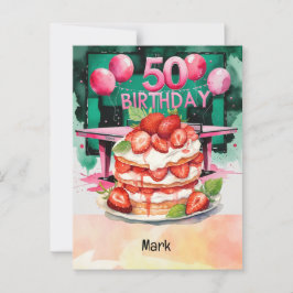 Ping Pong 50ste verjaardag met taart Briefkaart