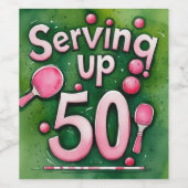 Ping Pong 50ste verjaardag Wijn Etiket (Enkel label)