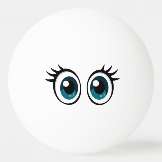 Ping Pong Ball met leuke vrouwen oogjes met wimper (Voorkant)