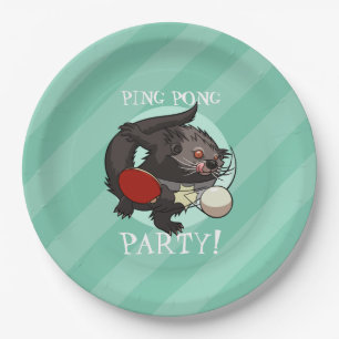 Ping Pong Binturong Table Tennis Player Bearcat Papieren Bordje