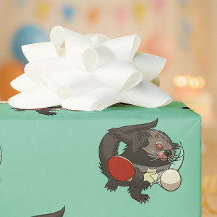 Ping Pong Binturong Tafeltennisspeler Bearcat Cadeaupapier