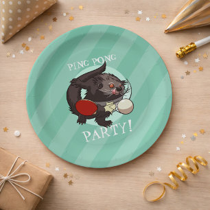 Ping Pong Binturong Tafeltennisspeler Bearcat Papieren Bordje