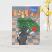 Ping Pong Cats Verjaardag Bud & Tony Notecard Kaart (Gele Bloem)