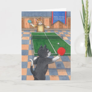 Ping Pong Cats Verjaardag Bud & Tony Notecard Kaart