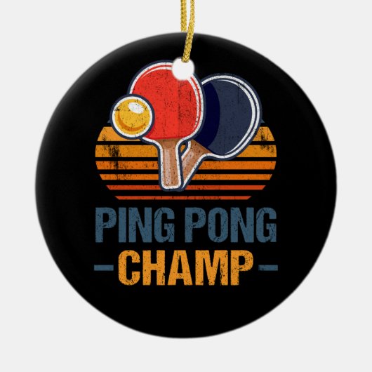 Ping Pong Champ Tafeltennis Speler Atlete Coach Keramisch Ornament (Voorkant)