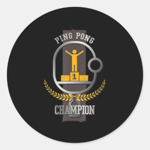 Ping Pong Champion Fun Table Tennis Player Gift Ronde Sticker