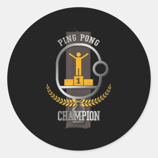 Ping Pong Champion Fun Table Tennis Player Gift Ronde Sticker (Voorkant)
