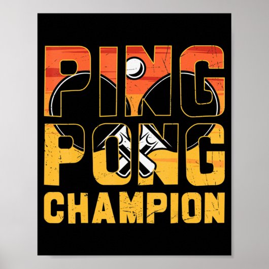 Ping Pong Champion Retro Table Tennis Poster (Voorkant)
