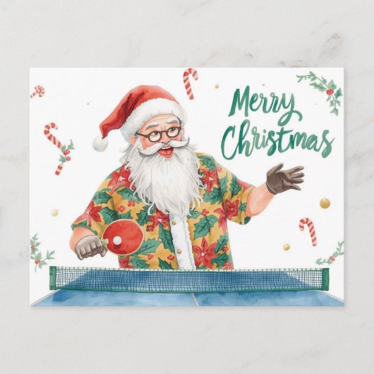 Ping Pong Christmas Santa Claus Hawaiian Shirt Feestdagenkaart (Voorkant)
