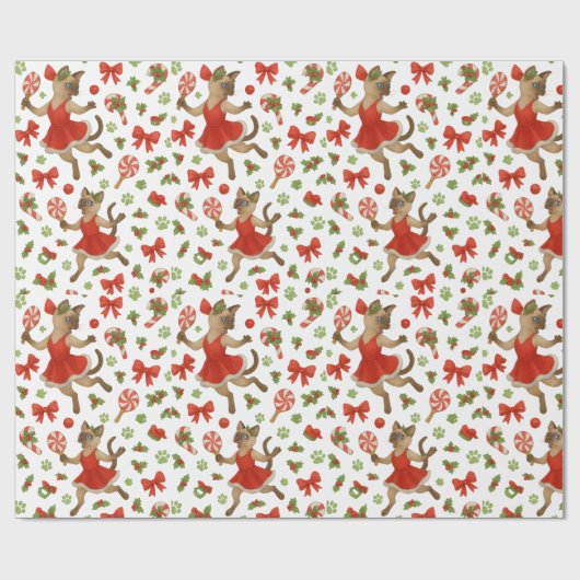 Ping Pong Christmas Themed for Siamese Cat Lovers  Cadeaupapier (Vlak)