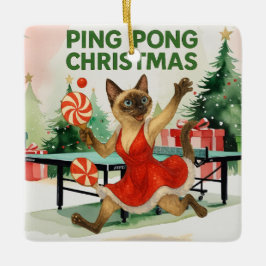 Ping Pong Christmas Themed for Siamese Cat lovers  Keramisch Ornament