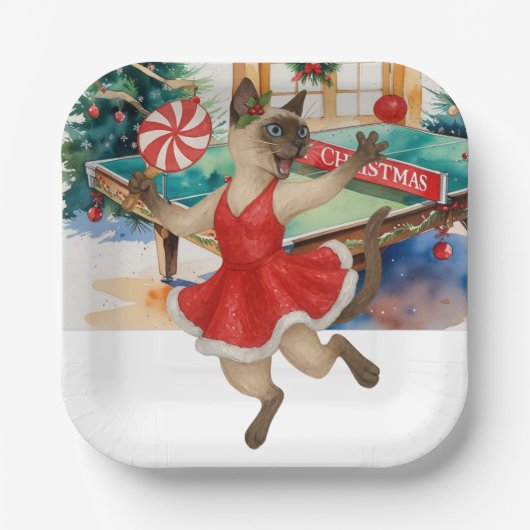 Ping Pong Christmas themed for Siamese Cat lovers Papieren Bordje (Voorkant)