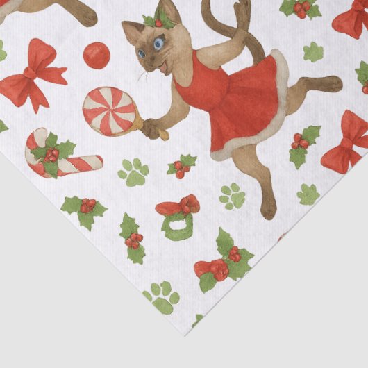 Ping Pong Christmas themed for Siamese Cat Lovers  Tissuepapier (Detail)