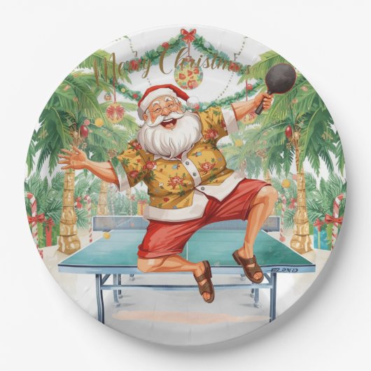 Ping pong Christmas with Santa Claus Papieren Bordje (Voorkant)