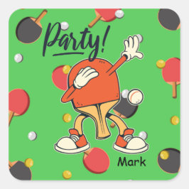 Ping Pong dabbing Table Tennis party grappig Vierkante Sticker