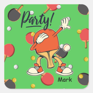 Ping Pong dabbing Table Tennis party grappig Vierkante Sticker