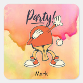 Ping Pong dabbing Table Tennis party grappig Vierkante Sticker