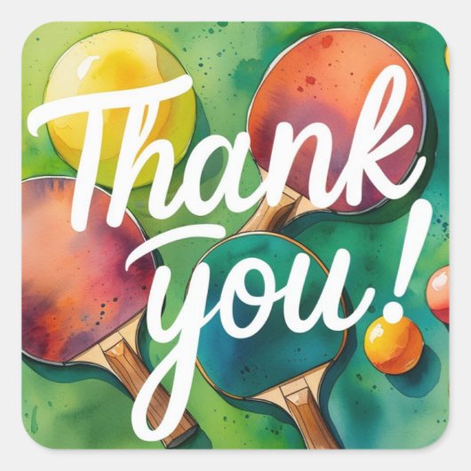 Ping Pong Dank je wel Vierkante Sticker (Voorkant)