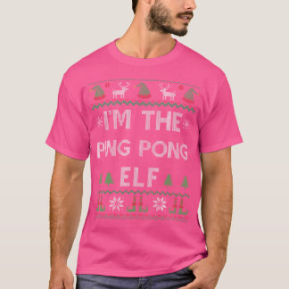 Ping Pong Elf Ugly Kersttafel Tennis T-shirt