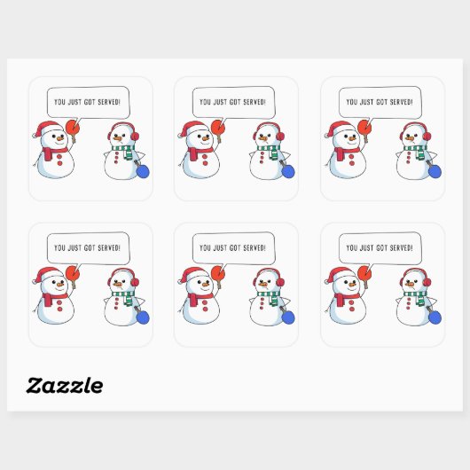 Ping Pong Funny Christmas Sneeuwman is geserveerd Vierkante Sticker (Vel)