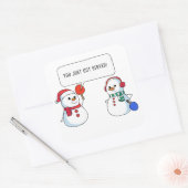 Ping Pong Funny Christmas Sneeuwman is geserveerd Vierkante Sticker (Envelop)