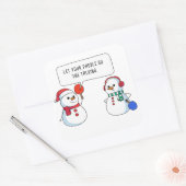 Ping Pong Grappige Kerst Sneeuwman - Humoristische Vierkante Sticker (Envelop)
