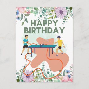 Ping Pong Happy Birthday Table Tennis Player Briefkaart
