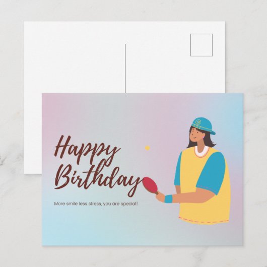 Ping Pong Happy Birthday Table Tennis Player Briefkaart (Voorkant / Achterkant)