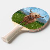 Ping Pong Highland Koe Tafeltennisbatje (Voorkant Gekanteld)