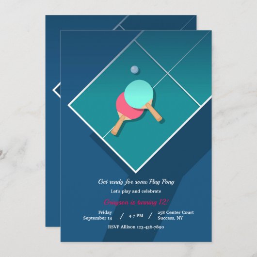 Ping Pong Kaart (Voorkant / Achterkant)