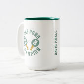 Ping Pong kampioen gepersonaliseerd Tweekleurige Koffiemok (Voorkant links)