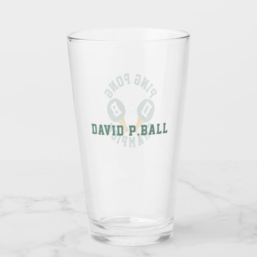 Ping Pong Kampioen Gepersonaliseerde Pint Glas (Achterkant)