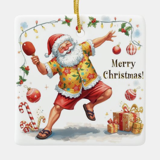 Ping Pong Kerst met Sinterklaas Keramisch Ornament (Voorkant)