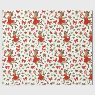 Ping Pong Kerst Thema voor Siamese Kat Liefhebbers Cadeaupapier