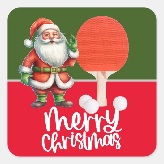 Ping Pong Kerstmis met Sinterklaas Vierkante Sticker (Voorkant)