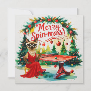 Ping Pong Kerstthema voor Siamese Kattenliefhebber Feestdagenkaart