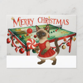 Ping Pong Kerstthema voor Siamese Kattenliefhebber Feestdagenkaart