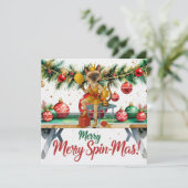 Ping Pong Kerstthema voor Siamese Kattenliefhebber Feestdagenkaart (Staand voorkant)