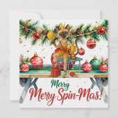 Ping Pong Kerstthema voor Siamese Kattenliefhebber Feestdagenkaart (Voorkant)