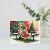 Ping Pong Kerstthema voor Siamese Kattenliefhebber Feestdagenkaart (Staand voorkant)