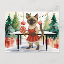 Ping Pong Kerstthema voor Siamese Kattenliefhebber