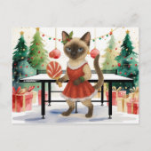Ping Pong Kerstthema voor Siamese Kattenliefhebber Feestdagenkaart (Voorkant)