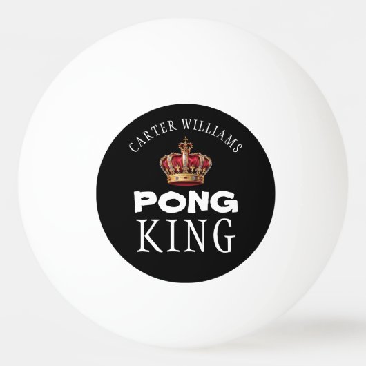 Ping Pong King Crown Naam Zwart of Aangepast Pingpongbal (Achterkant)