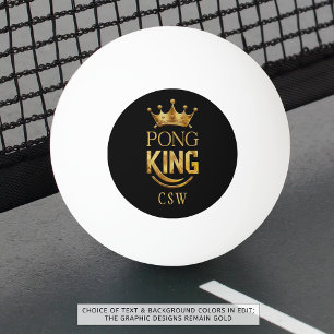 Ping Pong King Gold Crown gepersonaliseerd Pingpongbal
