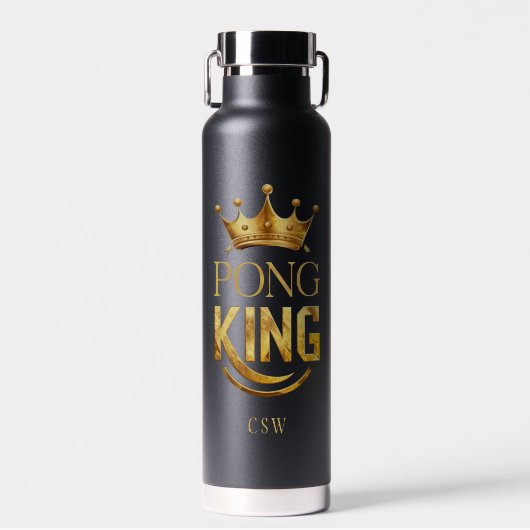 Ping Pong King Gold Crown gepersonaliseerd Waterfles (Voorkant)