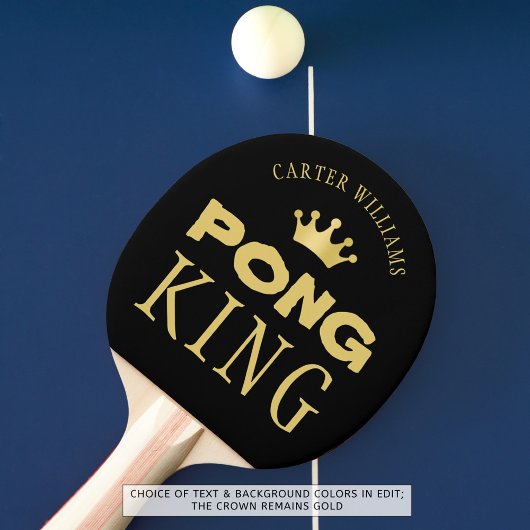 PING PONG KING Persoonlijk bewerkbaar zwart goud Tafeltennisbatje
