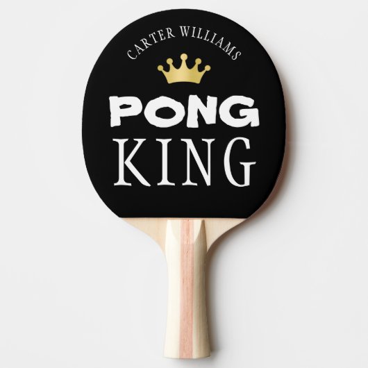 PING PONG KING Persoonlijk bewerkbaar zwart Tafeltennisbatje (Voorkant)
