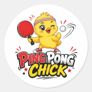 Ping Pong Kuiken Cute Tafel Tennis Ontwerp Ronde Sticker