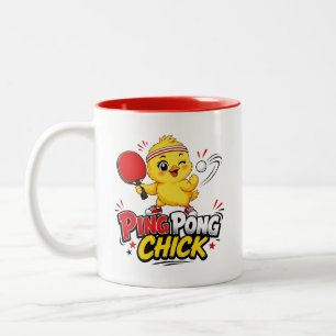 Ping Pong Kuiken Cute Tafel Tennis Ontwerp Tweekleurige Koffiemok